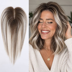 Thinning Hair Toppers Ombre Ash Brown Mixed