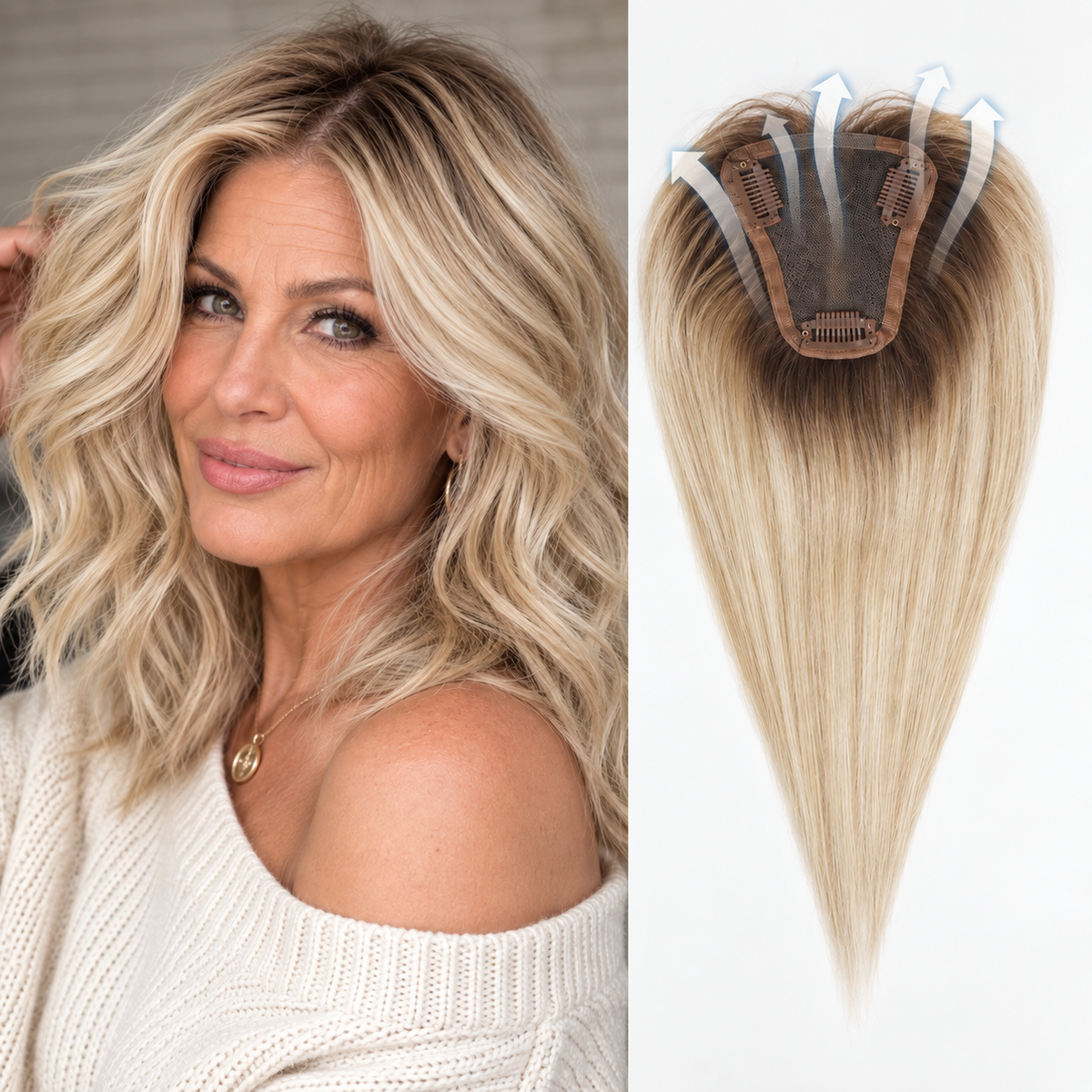 Thinning Hair Toppers Ombre Blonde