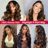 U Part Wigs Human Hair Mixed Brown