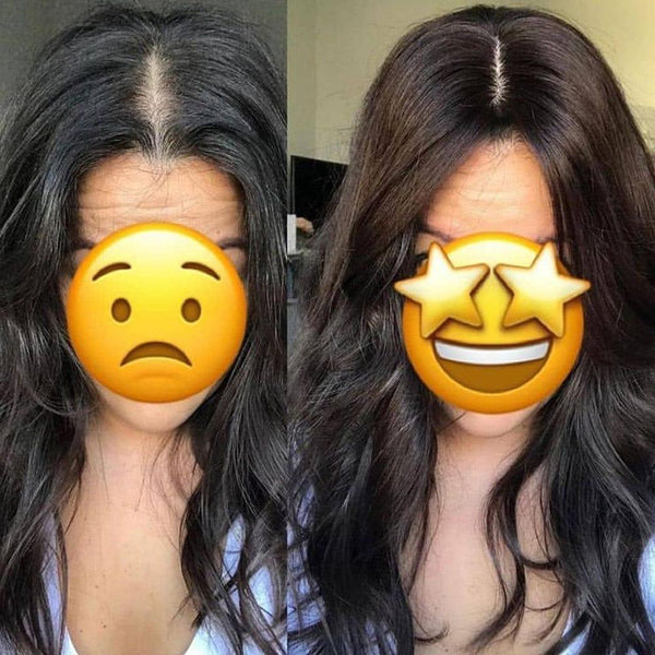 Wavy Hair Topper Before and After