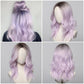Heat-resistant purple wig styled with soft waves