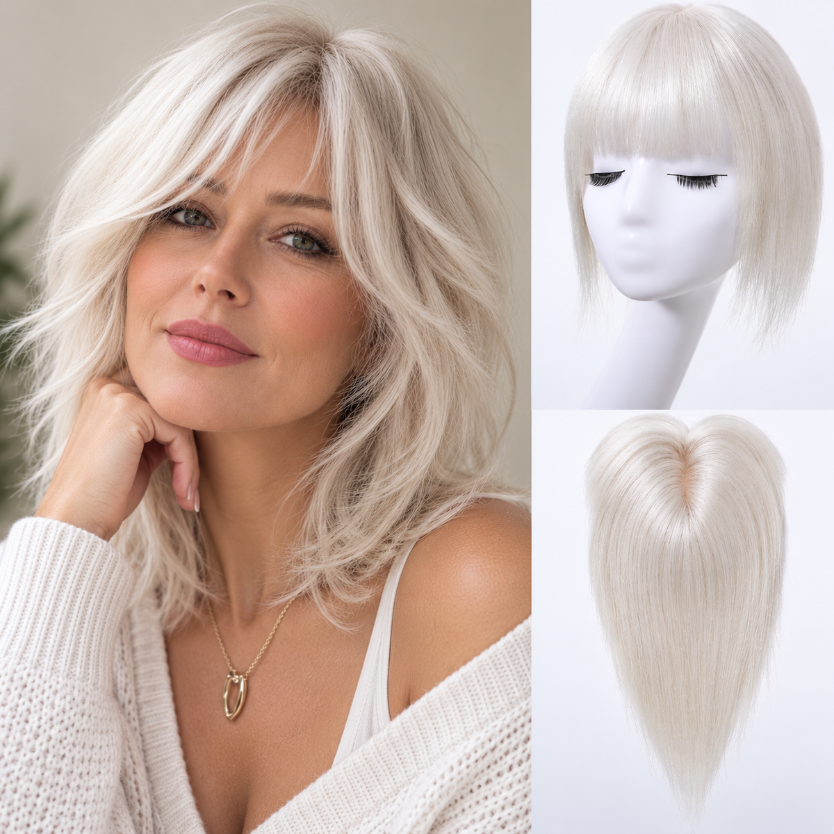 White Blonde Hair Topper
