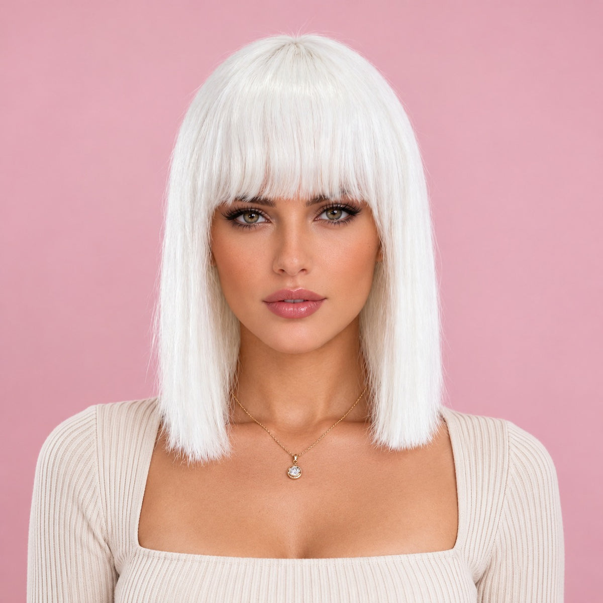 White Wig with Bangs