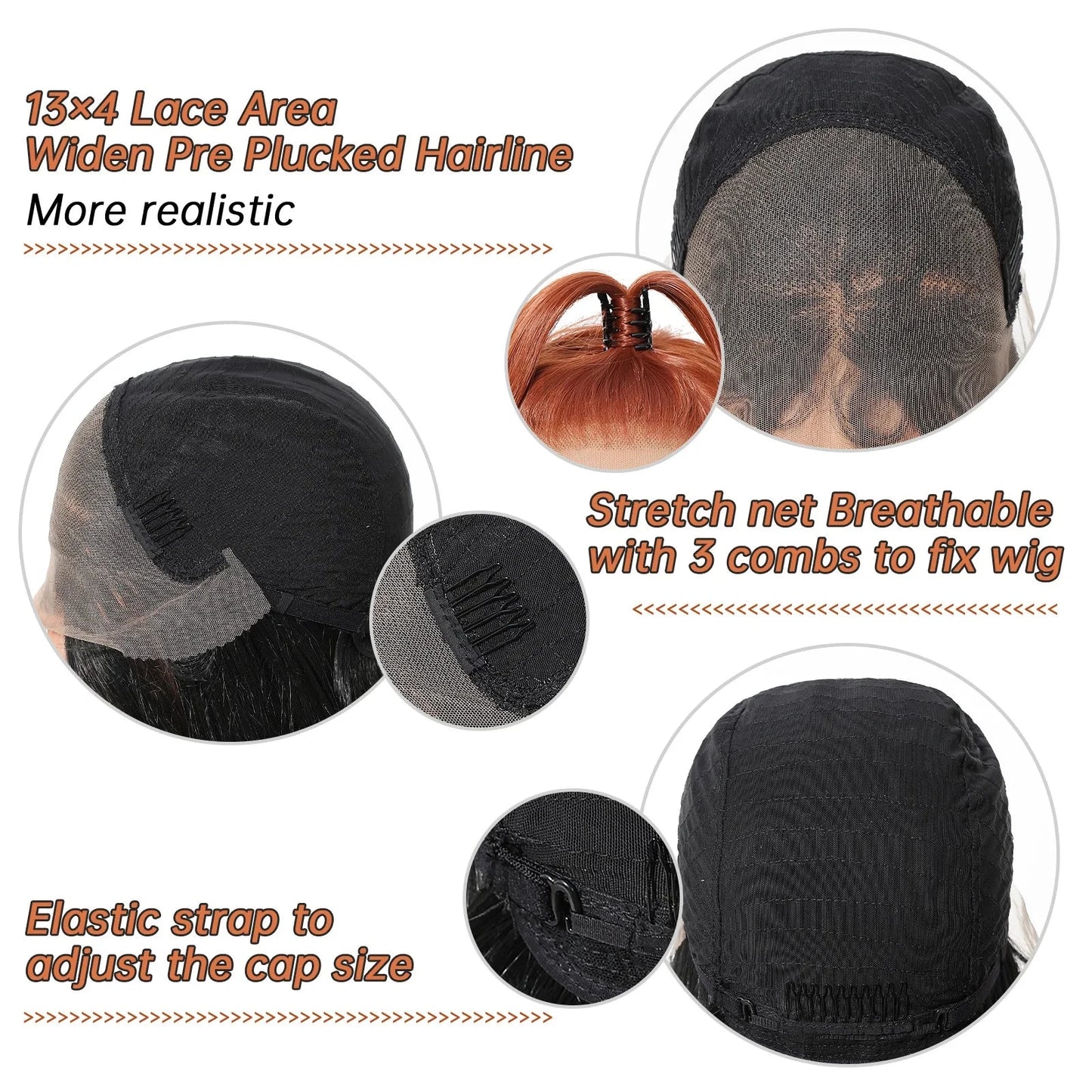 Wig cap with features highlighted on a white background