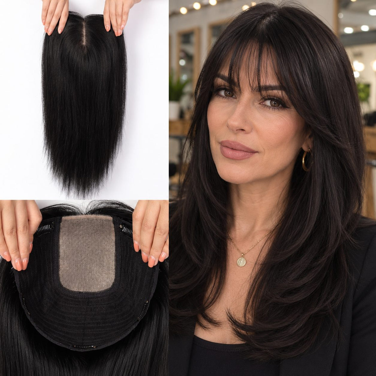 Wiglets Hair Topper Black With Bangs