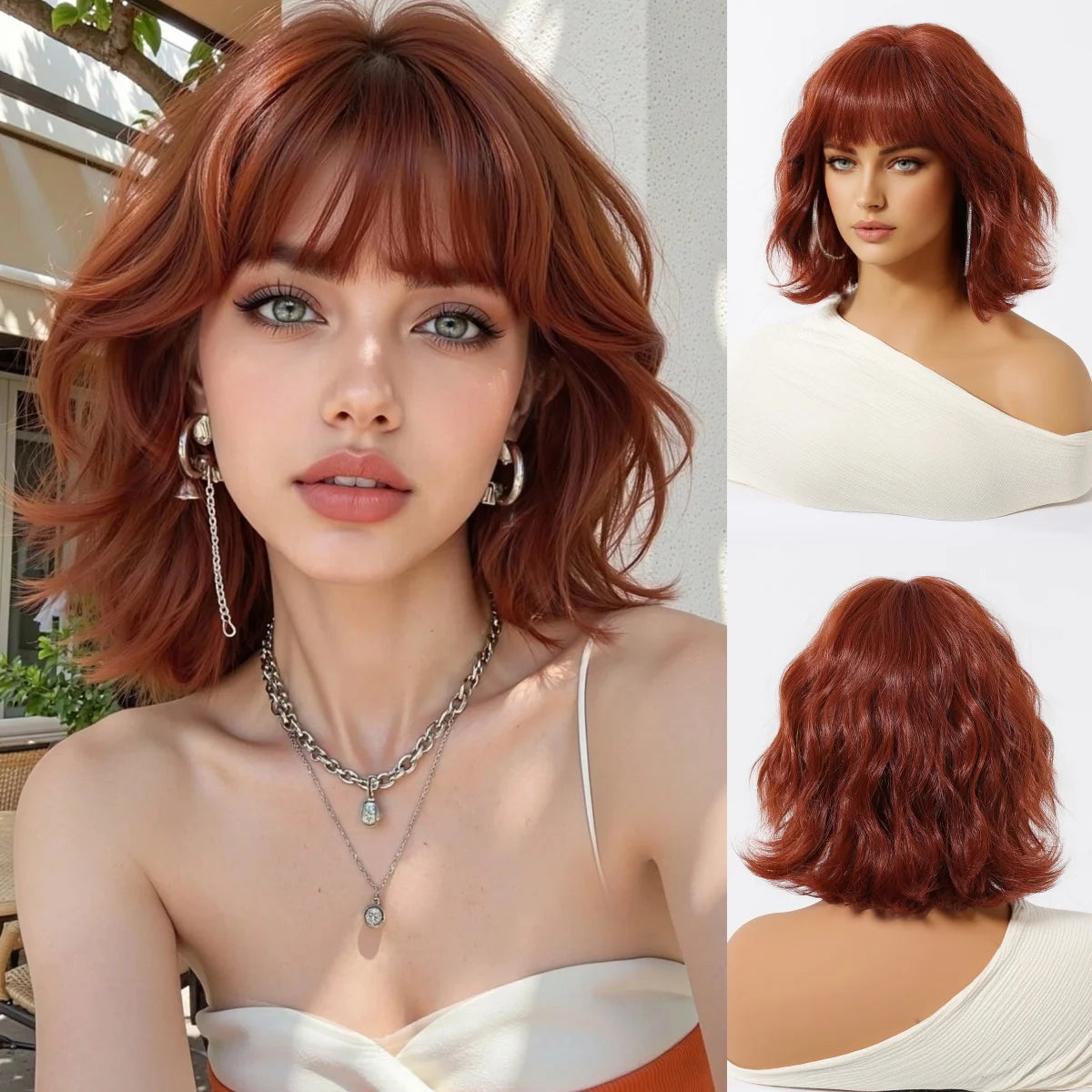 Wigs Hair Copper Red