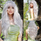 Woman wearing Long White Wig in a natural setting