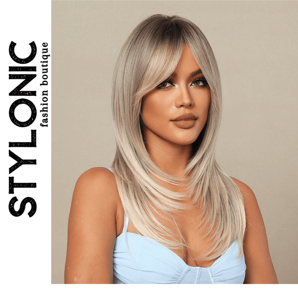 Stylonic Fashion Boutique Synthetic Wig Ash Blonde Dark Roots Wig Ash Blonde Dark Roots Wig - Stylonic Wigs