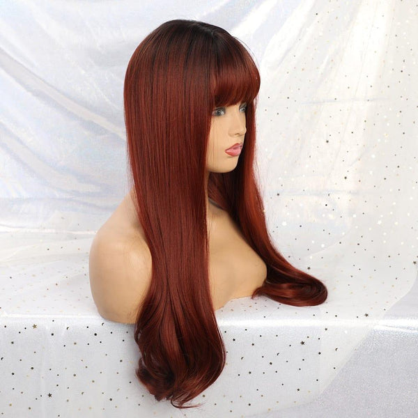 Auburn Wig with Bangs