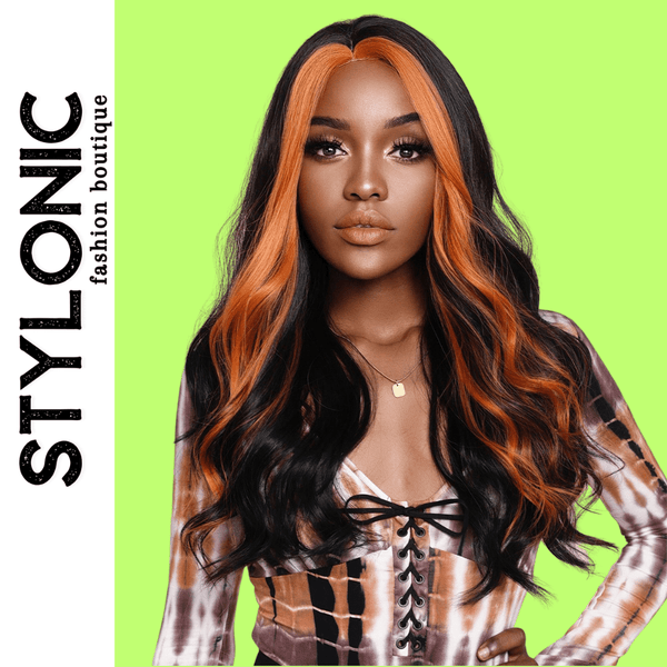 Stylonic Fashion Boutique Synthetic Wig MW9066-3 Black and Orange Wig Wigs - Black and Orange Wig | Stylonic Fashion Boutique