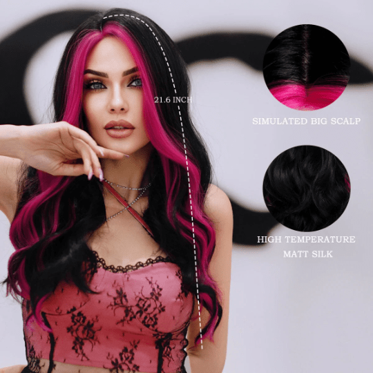 Stylonic Fashion Boutique Synthetic Wig Black and Pink Wig Black and Pink Wig - Stylonic Wigs