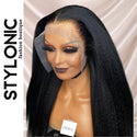 Stylonic Fashion Boutique Lace Front Synthetic Wig Black Kinky Straight Wig Synthetic T Part Lace Kinky Straight Black Wig  - Stylonic Wigs