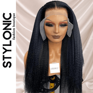Stylonic Fashion Boutique Lace Front Synthetic Wig Black Kinky Straight Wig Synthetic T Part Lace Wigs | Black Wigs | Kinky Straight Wig  - Stylonic 
