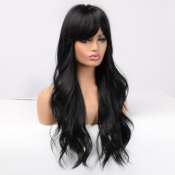 Stylonic Fashion Boutique Synthetic Wig Black Wig with Bangs Wigs - Wavy Black Wig with Bangs | Stylonic Fashion Boutique