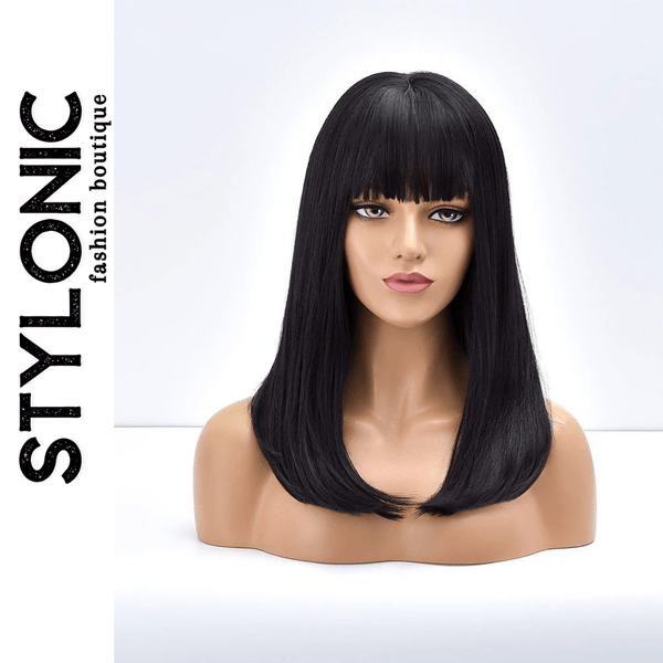 Stylonic Fashion Boutique Synthetic Wig TB20031-5 Black Wig with Fringe Wigs - Black Wig with Fringe | Stylonic Fashion Boutique
