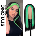Stylonic Fashion Boutique Synthetic Wig Black Wig with Green Streak Wigs - Black Wig with Green Streak | Stylonic Fashion Boutique