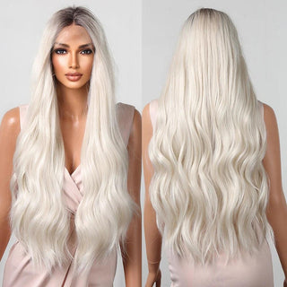 Blonde long wig with ombre roots and lace front