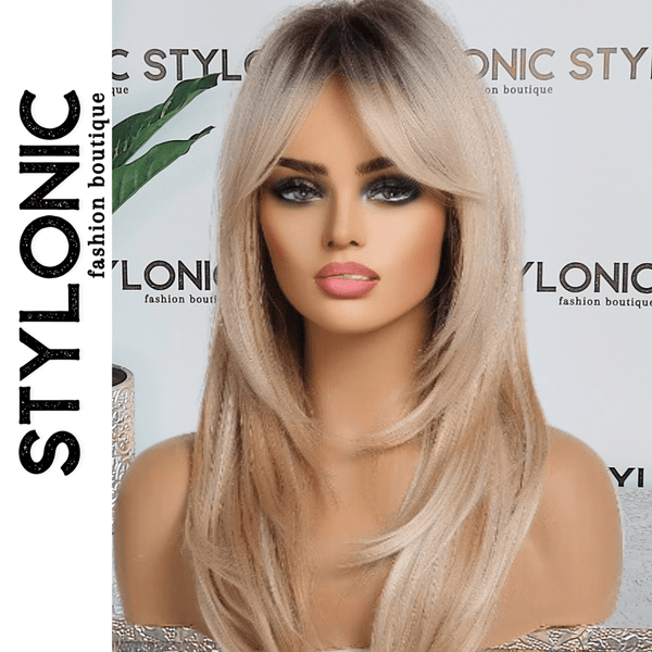 Stylonic Fashion Boutique Synthetic Wig Blonde Wig with Bangs Blonde Wig with Bangs - Stylonic