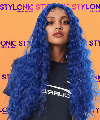 Stylonic Fashion Boutique 24inches Blue Natural Wave Lace Front Synthetic Wig Blue Natural Wave Lace Front Synthetic Wig - Stylonic Wigs