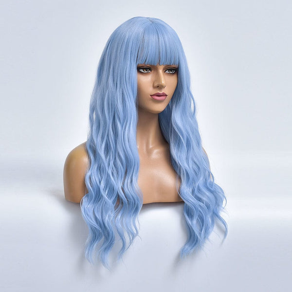 Stylonic Fashion Boutique Synthetic Wig TB20022-8 Blue Wig with Bangs Blue Wig with Bangs - Stylonic Wigs