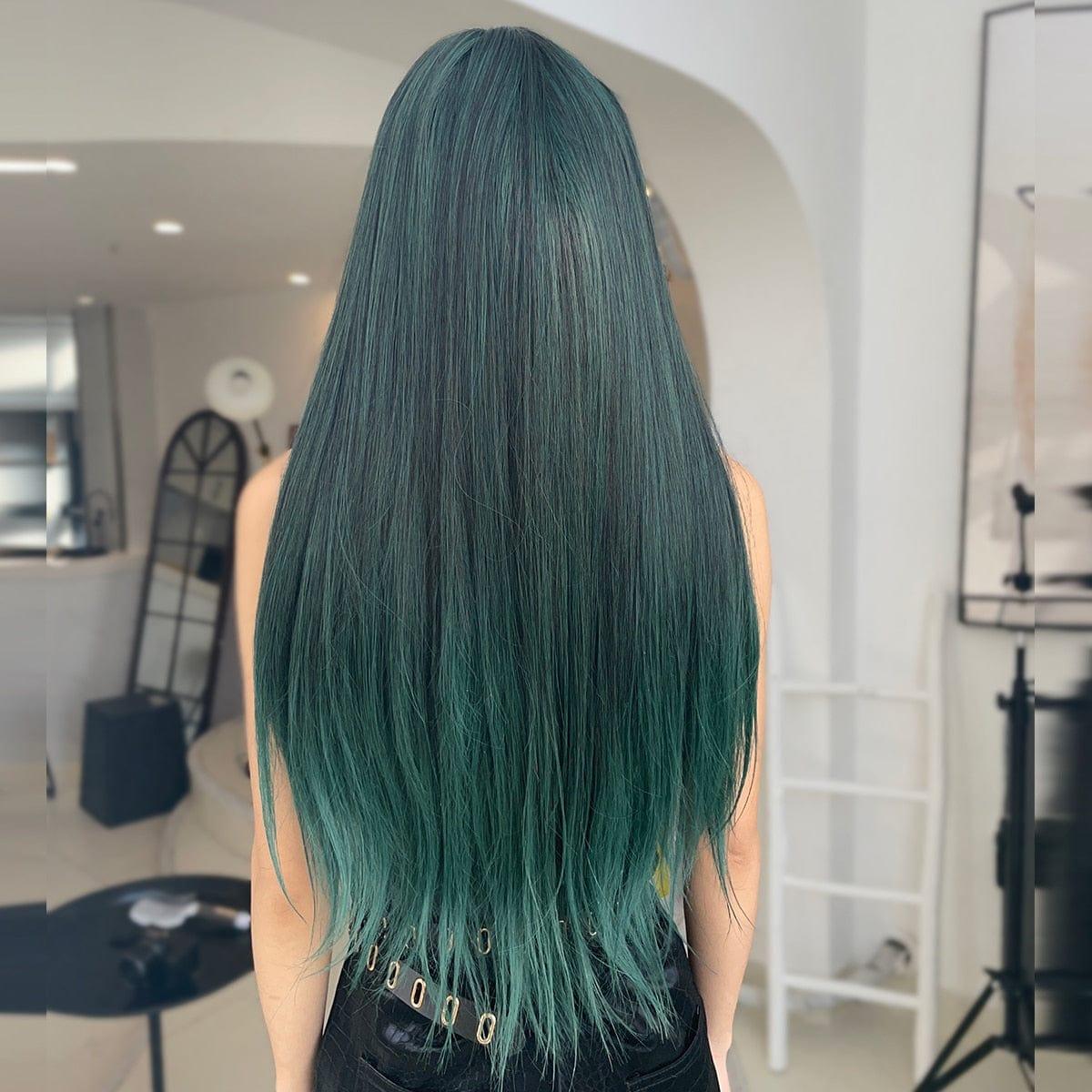 bold green ombre wig for women