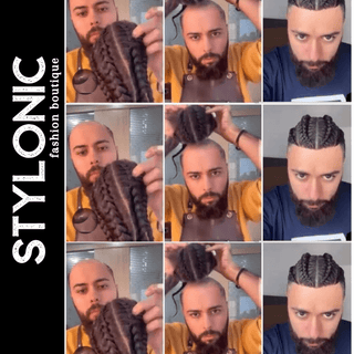 Stylonic Fashion Boutique Toupee Natural Black / 12 inches Braids Human Hair Toupee For Men Braids Human Hair Toupee For Men - Stylonic Premium Wigs