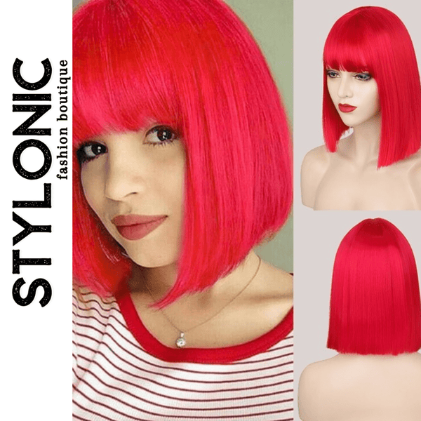 Stylonic Fashion Boutique Synthetic Wig Bright Red Bob Wig Wigs - Bright Red Bob Wig | Red Wigs | Stylonic Fashion Boutique