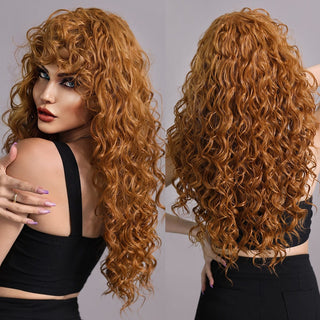 Stylonic Fashion Boutique Synthetic Wig Brown Curly Wig with Bangs Brown Curly Wig with Bangs - Stylonic Fashion Boutique