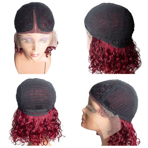 Stylonic Fashion Boutique Human Hair Wigs Burgundy Lace Front Curly Wig Human Hair Wigs | Burgundy Lace Wig - Stylonic Fashion Boutique