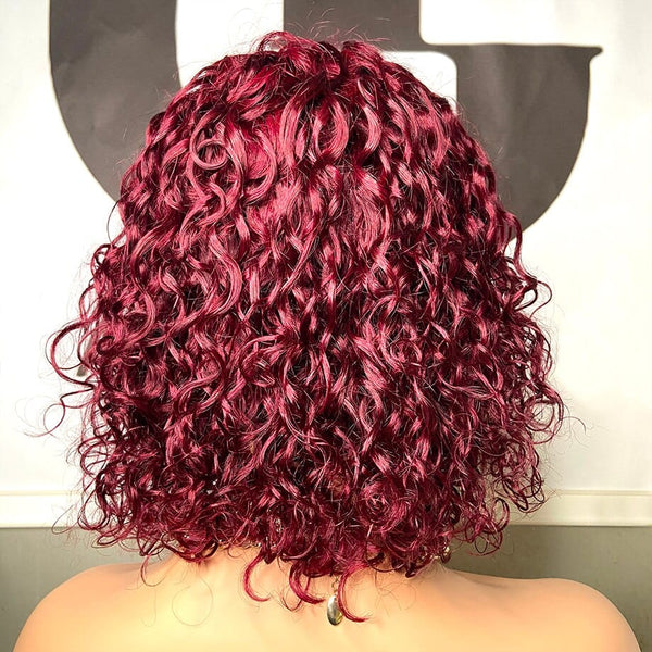 Stylonic Fashion Boutique Human Hair Wigs Burgundy Lace Front Curly Wig Human Hair Wigs | Burgundy Lace Wig - Stylonic Fashion Boutique