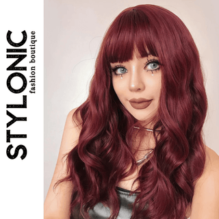 Stylonic Fashion Boutique Synthetic Wig Burgundy Wavy Wig Wigs - Burgundy Wavy Wig | Red Wigs | Stylonic Fashion Boutique