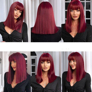 Red Wig with Bangs