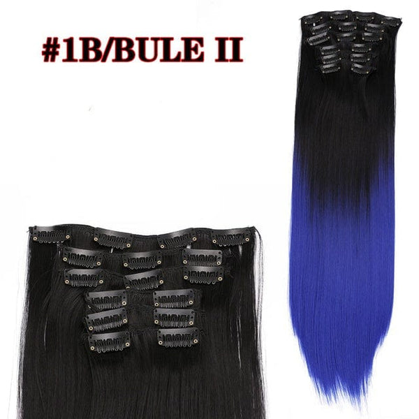 Stylonic Fashion Boutique Hair Extensions color1B-BLUE / 22inches Clip-on Hair Extensions