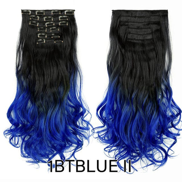 Stylonic Fashion Boutique Hair Extensions curly 1BTBLUE / 22inches Clip-on Hair Extensions