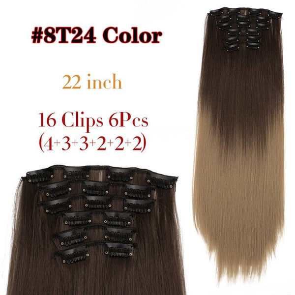 Stylonic Fashion Boutique Hair Extensions color8T24 / 22inches Clip-on Hair Extensions