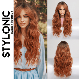 Stylonic Fashion Boutique Synthetic Wig EM8160-1 Copper Red Wavy Wig Copper Red Wavy Wig - Stylonic Premium Wigs