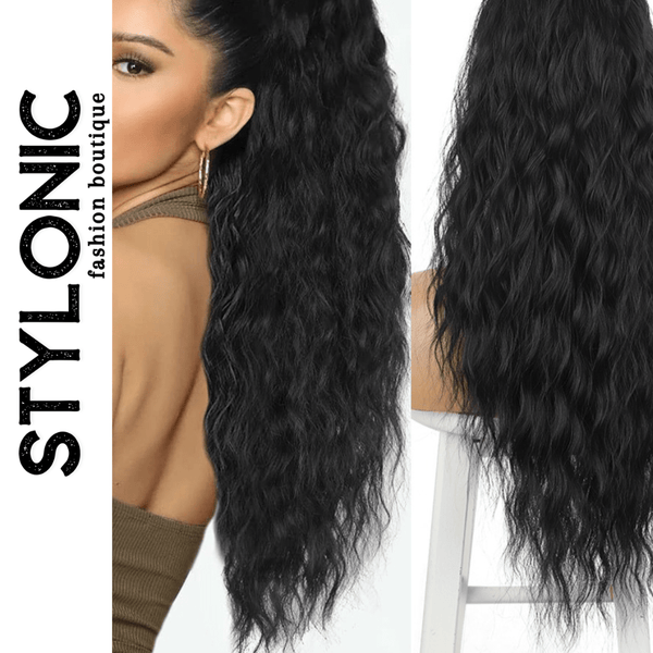 Stylonic Fashion Boutique Ponytail Extensions 26inch Black Curly Ponytail Extension Curly Ponytail Extension - Stylonic 