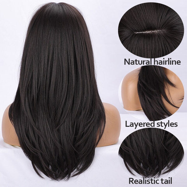 Stylonic Fashion Boutique Synthetic Wig 22inches Dark Brown Wig Dark Brown Wig - Stylonic Fashion Boutique