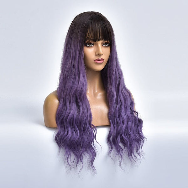 Stylonic Fashion Boutique Synthetic Wig Dark Purple Wig with Bangs Dark Purple Wig with Bangs - Stylonic Fashion Boutique