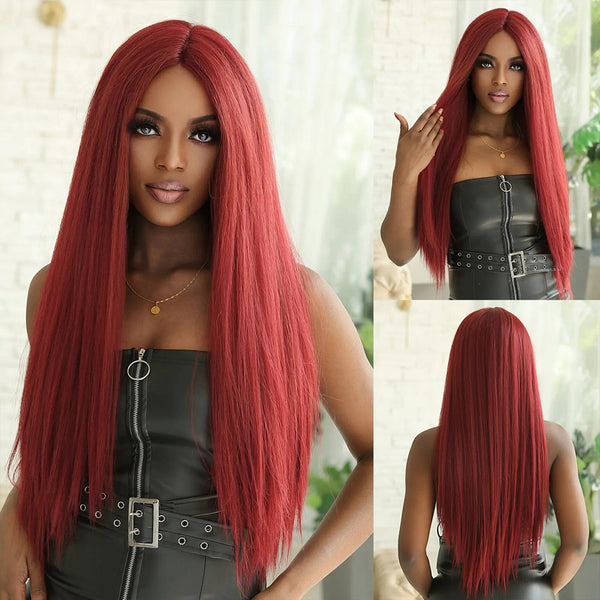Stylonic Fashion Boutique HC11066-1 / 1 PC / 150% Dark Red Lace Front Synthetic Wig