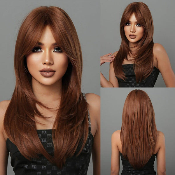 Stylonic Fashion Boutique Synthetic Wig Ginger Wig with Bangs Ginger Wig with Bangs - Stylonic
