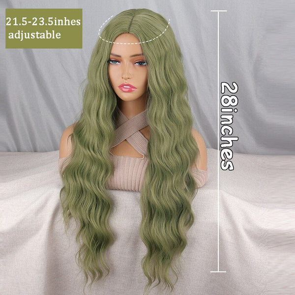 Stylonic Fashion Boutique Green synthetic wig with long wave