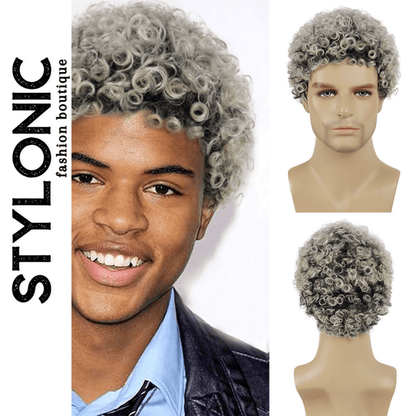 Stylonic Fashion Boutique Synthetic Wig Grey Afro Kinky Curly Wig for Man Grey Afro Kinky Curly Wig for Man - Stylonic Wigs
