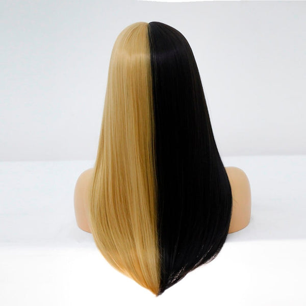 Stylonic Fashion Boutique Synthetic Wig Half Black Gold Party Cosplay Wig Half Black Gold Party Cosplay Wig - Stylonic Wigs