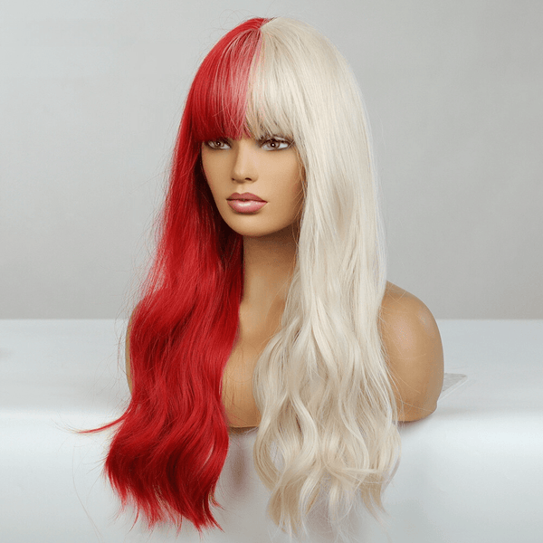 Stylonic Fashion Boutique Synthetic Wig EM6113 Half Red Half Blonde Wig Half Red Half Blonde Wig - Stylonic Premium Wigs