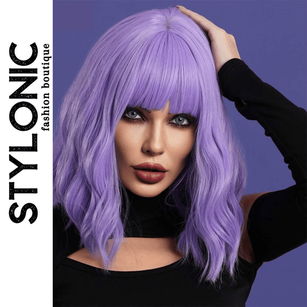 Stylonic Fashion Boutique Synthetic Wig Heliotrope Purple Wig with Bangs Heliotrope Purple Wig with Bangs - Stylonic Fashion Boutique