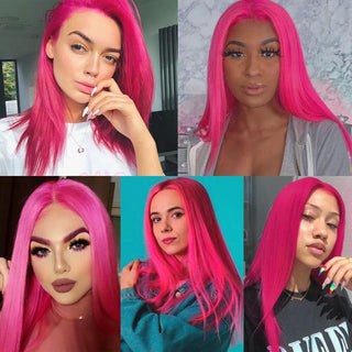 Stylonic Fashion Boutique Synthetic Wig Hot Pink Straight Lace Front Wig Hot Pink Straight Lace Front Wig - Stylonic Wigs