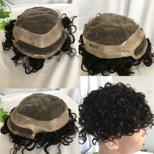Stylonic Fashion Boutique Human Hair Brown Curly Toupee For Men