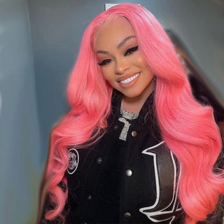 Human Hair Pink Wig