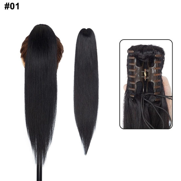 Stylonic Fashion Boutique Ponytail Extensions #1 / 18inches 115g Human Hair Ponytail Extension Human Hair Ponytail Extension - Stylonic 